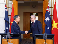 Party General Secretary and President To Lam, Australian Prime Minister meet the press